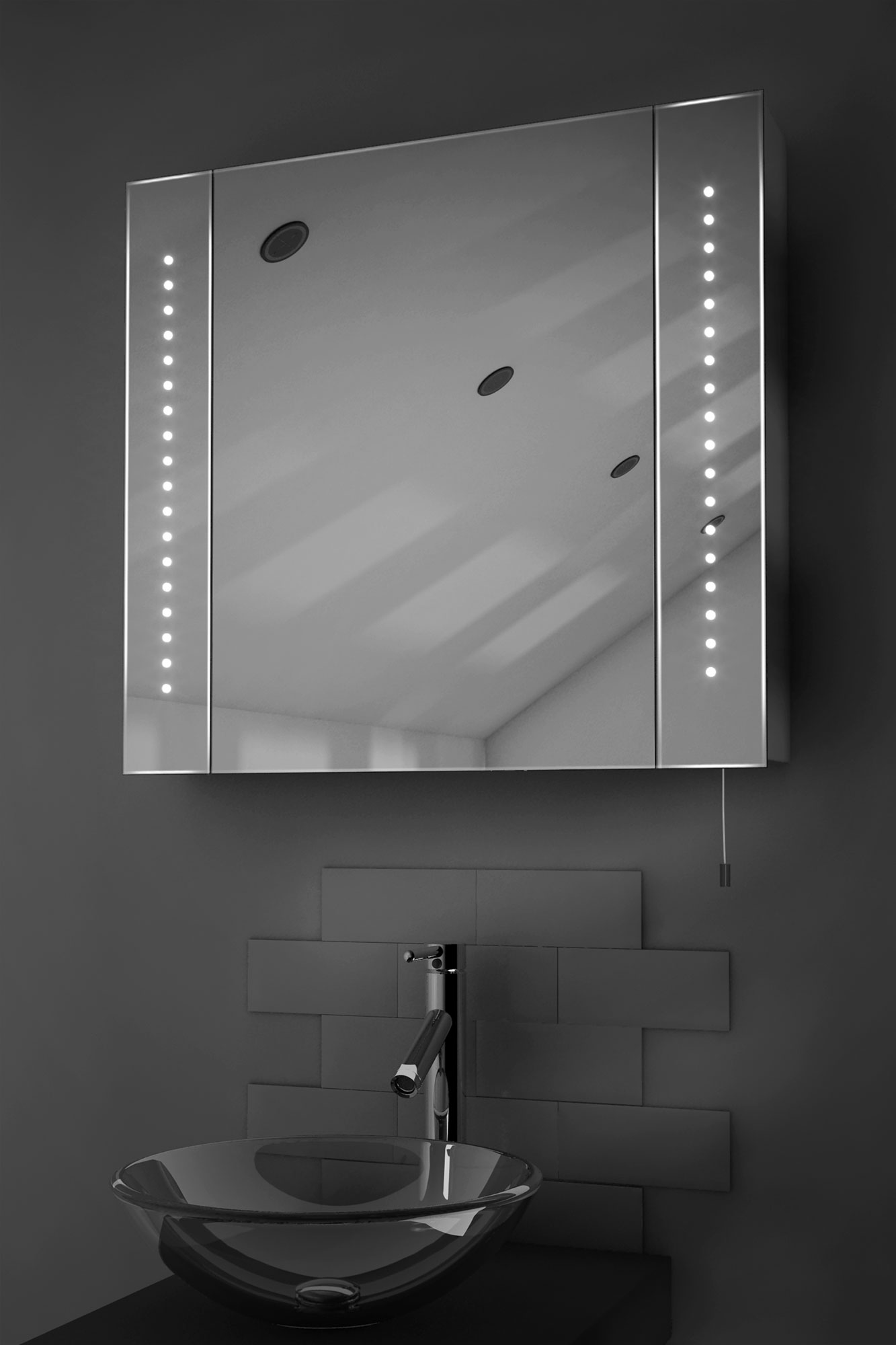 Regal LED Illuminated Battery Bathroom Mirror Cabinet With ...