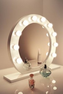 white illuminated mirror
