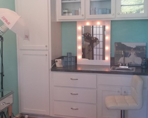 Dressing room mirror make up area