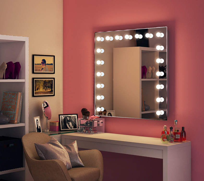 Hollywood Mirror Makeup Vanity Mirrors, Wall Mounted Vanity Light Mirror