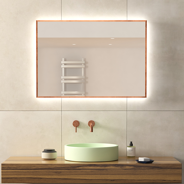 Umea Copper Effect Frame Slim Backlit Mirror